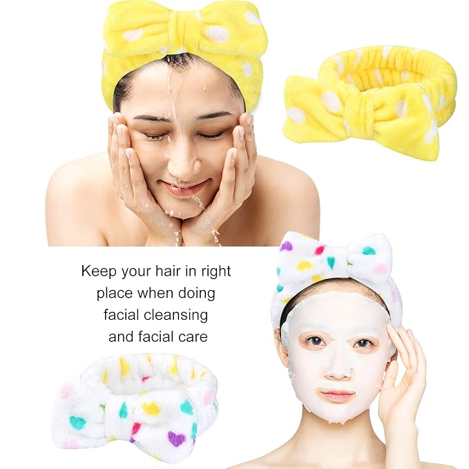 Hishexin 8 Pack Spa Headbands for Women, Soft Bow Skincare Headband for Washing Face, Skincare, Salon & Makeup, Bulk Spa Party Favors, Ideal Christmas Gifts or Stocking Stuffers for Teen Girls