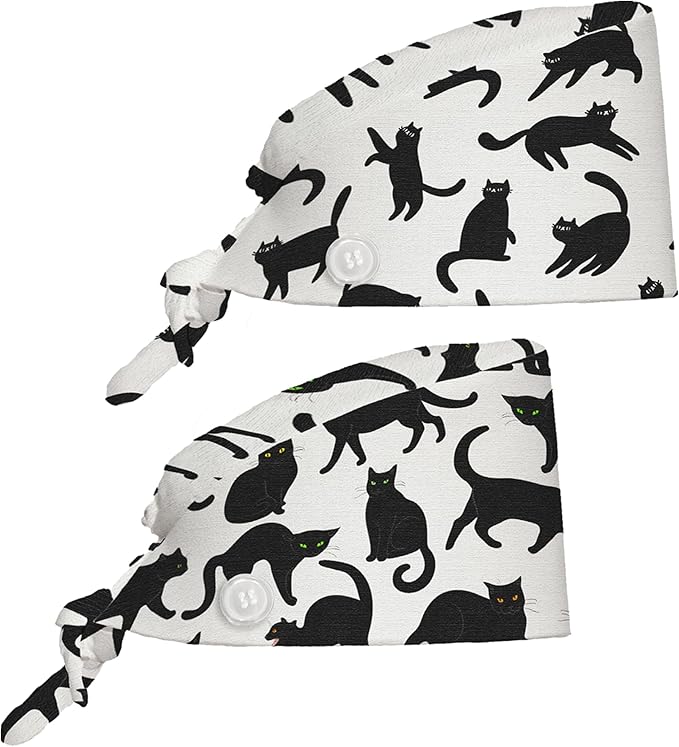 2 Pcs Working Cap with Sweatband for Women Men, Adjustable Cleaning Working Hats, Nurse Surgical Caps