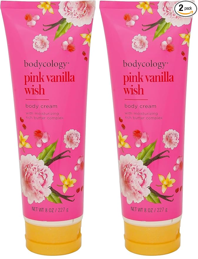 Bodycology Shea Butter Body Cream, Pink Vanilla Wish, 8 oz (Pack of 2)