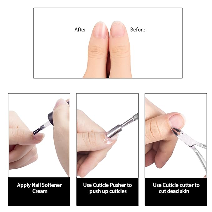 Ejiubas Cuticle Pusher Cuticle Nipper Stainless Steel Cuticle Trimmer Cuticle Remover Tool Set for Fingernails and Toenails Pedicure Manicure Tools Silver Christmas