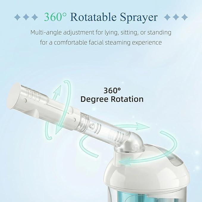 ZENY 3-in-1 Portable Facial Steamer and Hair Steamer, Humidifier, Nano Ionic Face Steamer for Acne Blackhead, Unclogs Pores, Spa Quality