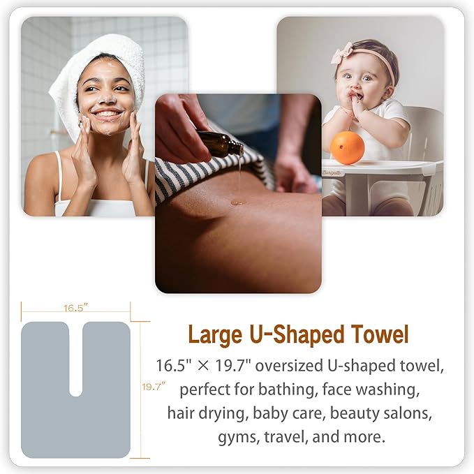 MAYOKEN® 12PCS U-Shaped Microfiber Facial Towels for Estheticians, Ultra-Soft & Absorbent Spa Towels for Massage, Facial Steam & Skincare (Warm Yellowish White)