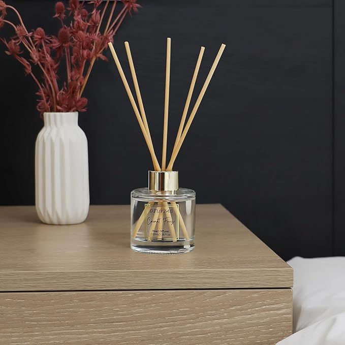 100ml Scent Diffuser with 6 Fiber Sticks, 3.5 oz Reed Diffuser Set Aromatherapy Fragrance Diffusers Air Fresheners for Home Bedroom Bathroom (Coconut)