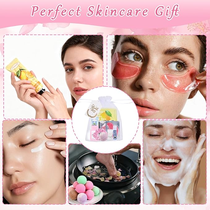 KYDA 84PCS SPA Party Supplies for Women, Face Mask, Hand Cream, Lip Balm, Under Eye Patches, Lips Mask, Skincare Set, Foot Bath Bomb and Hair Band, Spa Birthday Sleepover Party Supplies Slumber Party