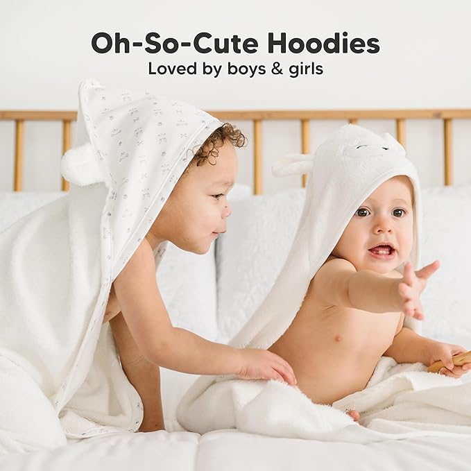 KeaBabies Hooded Baby Towel for Newborn - Viscose Derived from Bamboo Large Baby Bath Towels with Hood for Boys, Girls, Toddler, Extra Absorbent & Soft Newborn Bath Essentials (Bunny, Regular)