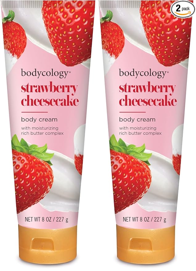 Bodycology Shea Butter Body Cream, Strawberry Cheesecake, 8 oz (Pack of 2)