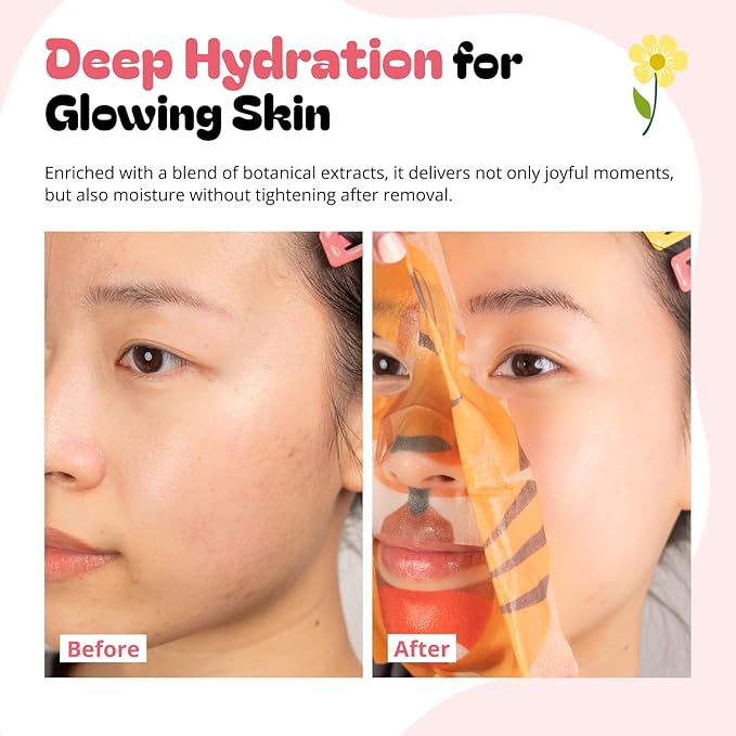 Epielle Character Face Mask Fuzzy Friends 12 Pack, Fun & Effective Korean Skin Care, Spa Party Favors, Mothers Day Gifts, Birthday Gifts for Women, Self Care Gifts