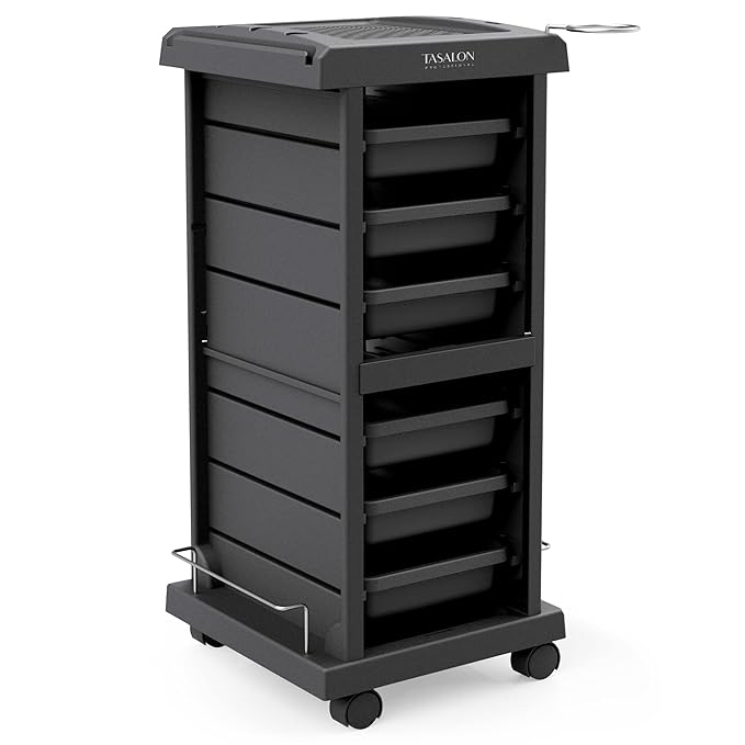 TASALON Salon Trolley - Space Saving Rolling Cart for Extra Storage - 6-Tray Multipurpose Salon Cart - Tattoo Tray