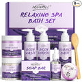 Relaxing Bath Gift Set for Women 8pcs Lavender Spa Gift Set Gift Baskets for women Mom Wife Sister Teen Best Friend Christmas Birthday Valentine's Mother's Day with Lavender Essential Oil Shea Butter
