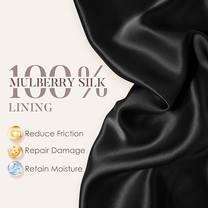LULUSILK Mulberry Silk Lined Sleep Cap, No More Frizzy Tangled Hair, Stay On All Night Silk Hair Wrap for Sleeping with Adjustable Strap, Silk Bonnet for Women and Men, Bijou Blue, Pack of 1