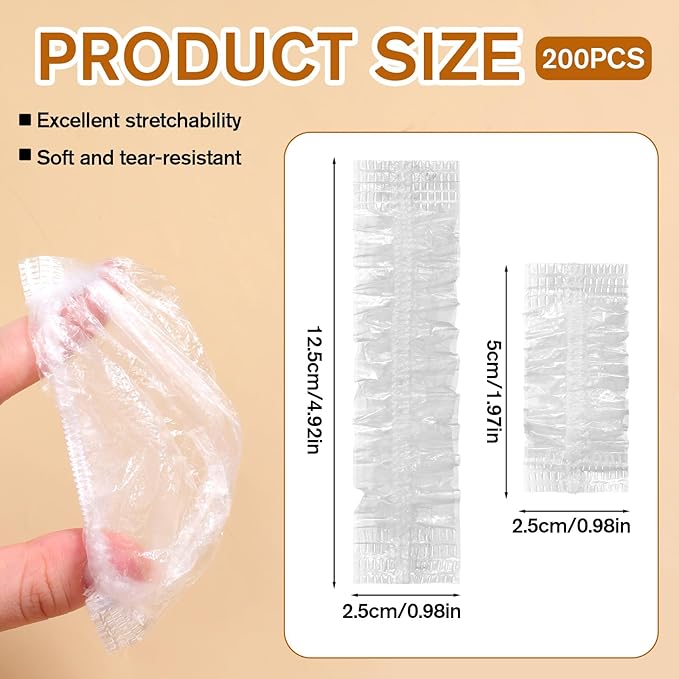 200 Pack Disposable Ear Covers for Shower, Ear Covers for Hair Dye, Waterproof, Lightweight, Comfortable to Wear, Suit for Showering Bathing Swimming at Home, Spa, Travel, Hotel