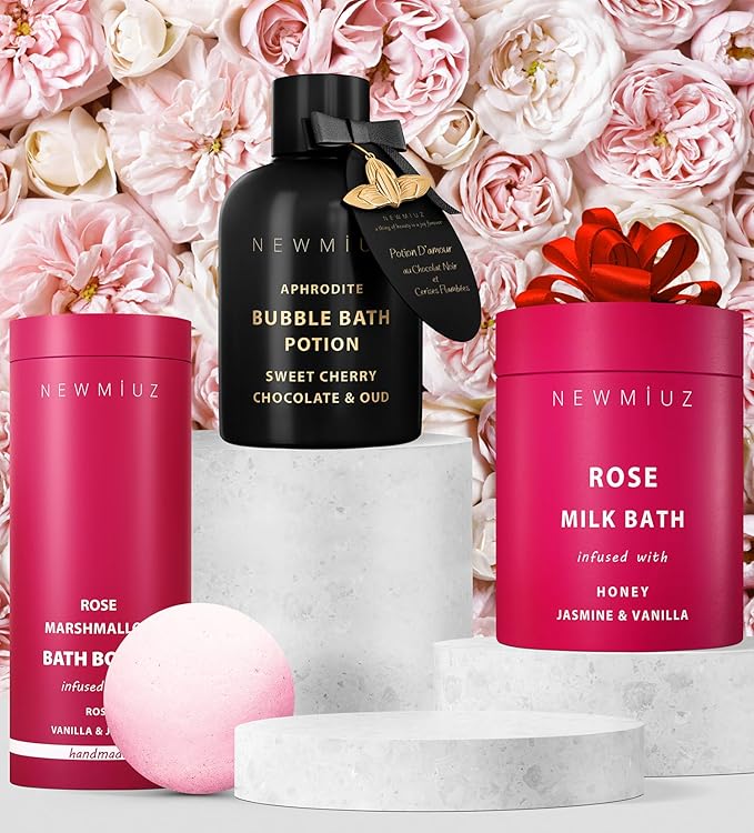 Premium Bubble Bath Long Lasting Foaming Bubbles Romantic Bath for Couples Cherry Chocolate Oud Moisturizing Relaxing Stress Relief Calming Spa Gift