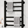 ENZE Smart Heated Towel Rack, 6-Bar Wall-Mounted Electric Towel Warmer 150W, Wi-Fi App Control & LED Touch Screen, Adjustable Temperature & 24H Timer, IPX5, Plug-in/Hardwired, Matte Black