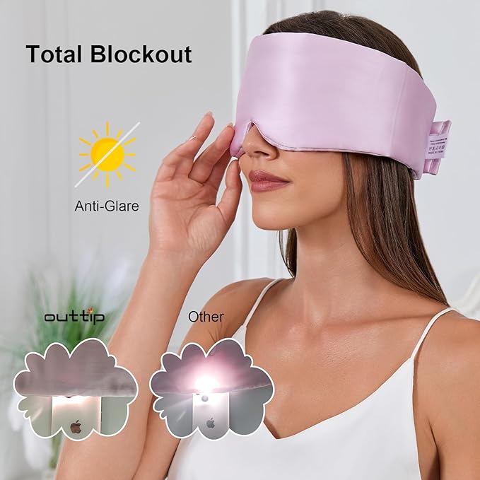 100% Mulberry Silk Sleep Mask for Women & Men Beauty Sleep, Adjustable Blindfold Silk Eye Mask for Sleeping Side Sleepers, Soft Pressure-Free Design for Home, Travel, Office, Nap