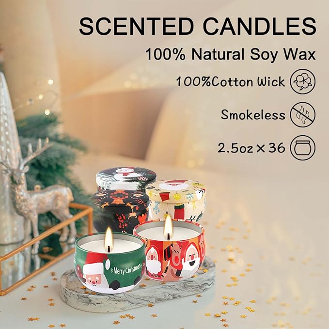 WPONSZU 36 Pack Christmas Scented Candles,Candvent Calendar 2025,Gift Set 2.5oz Strong Fragrance jar Candles,for Home Scented Decoration Birthday Valentine'sDay