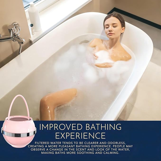 Bath Filter for Tub - Kinder Water Filter for Bathtub, Hard Water Softener to Remove Lead,Chlorine and Fluoride, Improve Skin, Hair and Nails Condition,Pink
