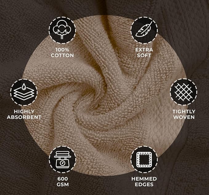 Avalon Towels Beige Bath Towels Set of 4 pcs (27x54 inches), 100% Cotton Towel Absorbent and Quick Dry Beige Towels for Bathroom, Super Soft and Perfect for Daily Use
