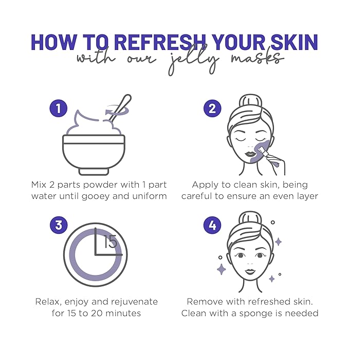 BRÜUN Jelly Mask Jar Blue Lavender Peel-Off Face Care Rubber Mask | 23 fl oz Skin Care Moisturizing Gel Mask Jar Spa Set