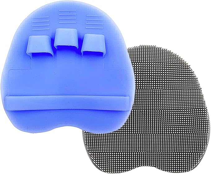 2 Pack Soft Silicone Shower Brush Body Wash Bath Exfoliating Skin Massage Scrubber, Dry Skin Brushing Glove Loofah, Fit for Sensitive and All Kinds of Skin(Gray+purple)