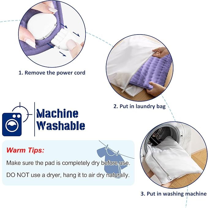 24"X20" Electric Heating pad with 6 Heat Settings, Auto Shut Off, Dry Electric Heating for Back Neck Knee Arms Legs Shoulder Heat Pads for Christmas Birthday Father's Day Mother's Day (Light Purple)