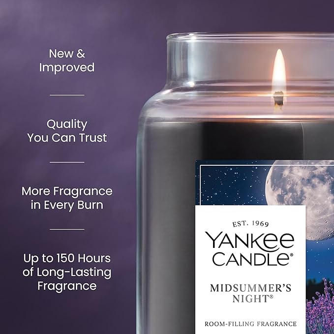 Yankee Candle Mid Summer's Night, Scented Candle, 22oz Large Jar with up to 150 Hour Burn, Giftable (Pack of 4)