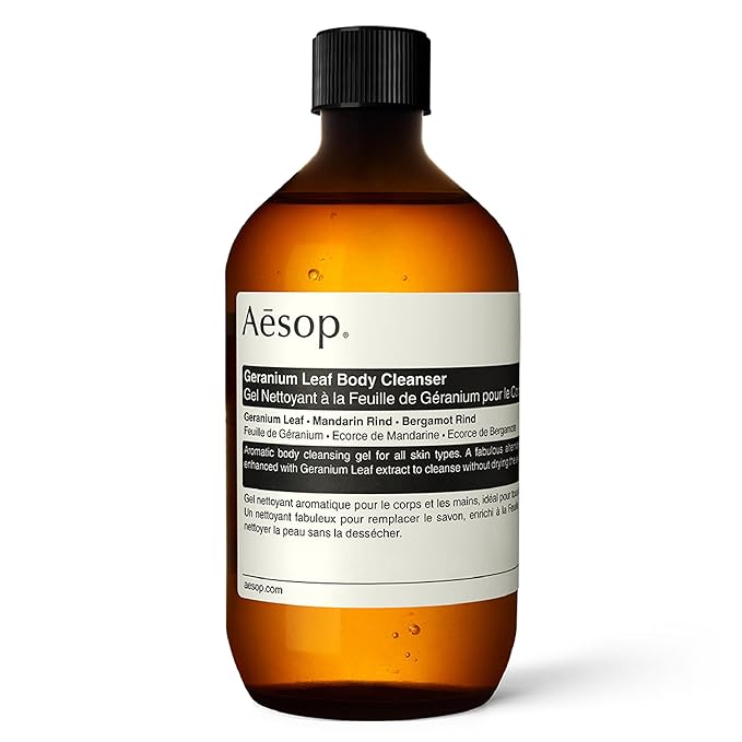 Aesop Geranium Leaf Body Cleanser Refill | Gentle Shower Gel with Geranium, Mandarin and Bergamot Essential Oil Blend to Refresh & Balance Skin | 500 mL / 16.9 oz - Recyclable Bottle