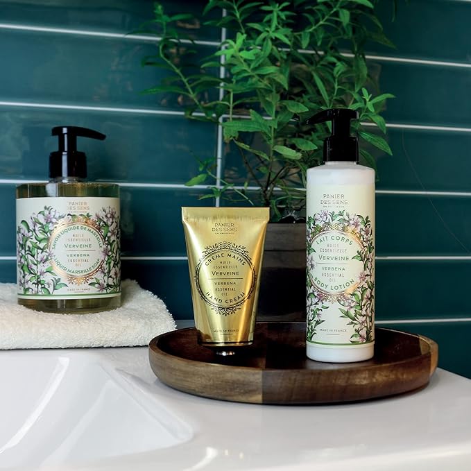 Panier des Sens - Small Hand Cream for Dry Cracked Hands - Lemon Verbena Mini Hand Lotion for Dry Skin - With Shea Butter and Olive Oil - Hand Care 97% Natural Ingredients - Travel Size 1 floz