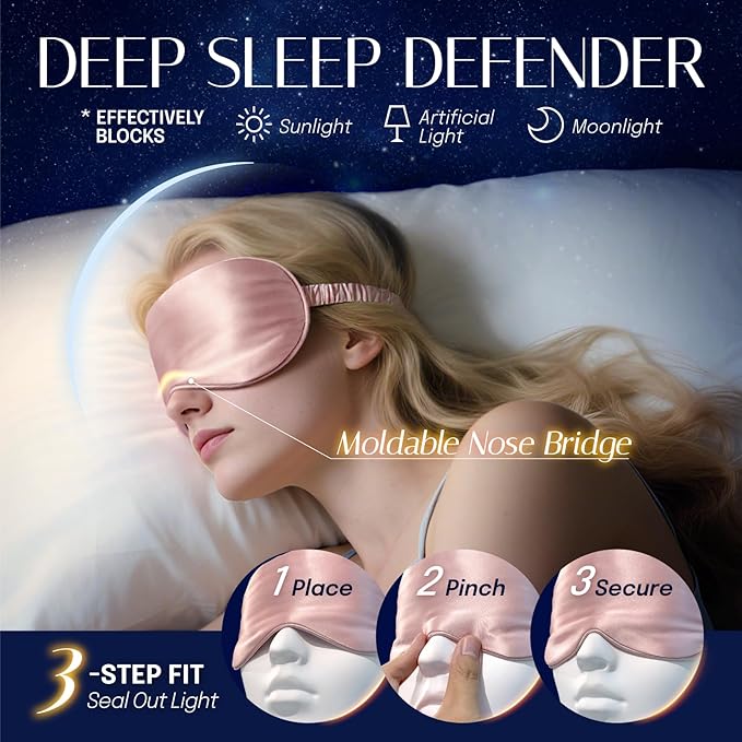 Silk Sleep Mask Eye Mask Blindfold with Double Layer Silk Filling and Elastic Strap for Full Night's Sleep, Travel and Nap, Soft Eye Cover Eyeshade with Luxury Bag and Ear Plugs by OLESILK (Camel)