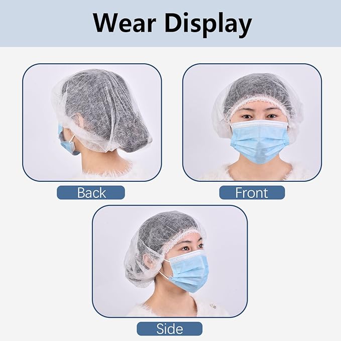 160 Pcs Disposable Bouffant Caps, 21 Inch Stretch, Disposable Hair Net for Beauty & Food Service, Spray Tan Use, White Non-Woven