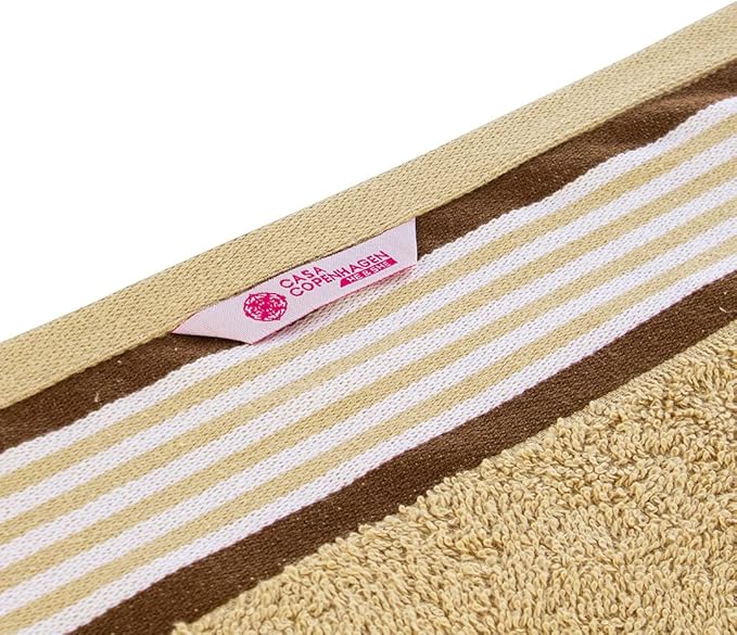 CASA COPENHAGEN He & She 2Pcs 100% Egyptian Cotton Large Designer Bathsheet Towels Gift Set- Brown - Beige, 550GSM, 35"x70" 2Bath Sheet Towels for Bathroom Set for Women & Men