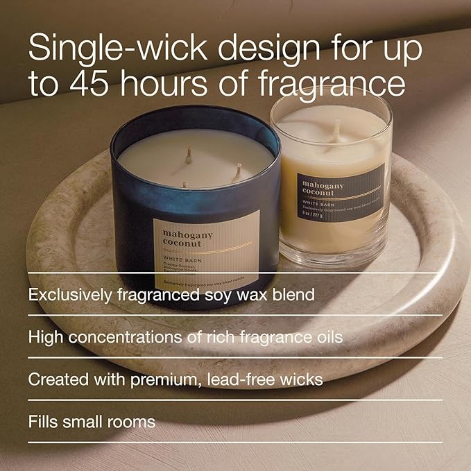 Bath & Body Works Single Wick Candle, Mahogany Coconut Candle, Long-Lasting Burn Up to 45 Hours, Exclusively Fragranced Soy Wax Blend, 8 oz - 2 Pack