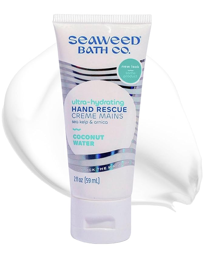 Seaweed Bath Co. Ultra-Hydrating Hand Rescue Moisturizing Cream - Coconut Water Scent - Sustainably Harvested Seaweed, Sea Kelp, Arnica to Soothe Dry, Rough Skin - 2 oz