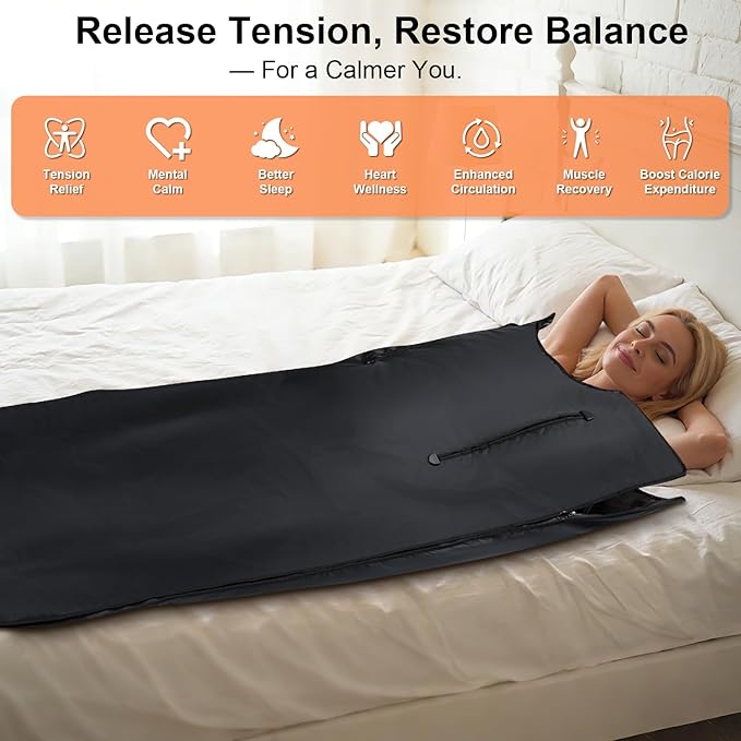 GENERAL ARMOR Dual-Zone Far-Infrared Sauna Blanket for Home Wellness – 176°F Fast Heating, Full-Body Detox, Muscle Recovery & Relaxation, Adjustable Temperature Timer, Portable