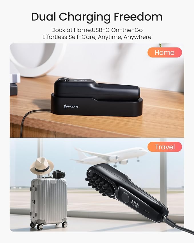 NAPRE Electric Scalp Massager,Head & Hair Massager Scalp Stress Relax,Cordless Handheld Muscle Massager with Horizontal Vibration for Face,Neck,Shoulder & Body,with Charging Dock,Mothers Day Gifts