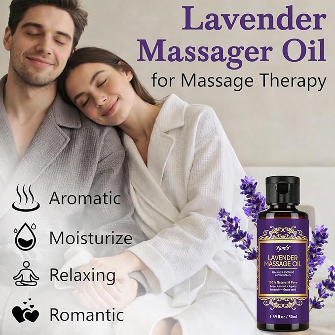 Pjordo 5 Pack Massage Oil for Massage Therapy, Lavender, Vanilla, Sore Muscle, Syringa & Anti Cellulite Massage Oil Kit for Relaxing Muscle & Soothing The Body, Mothers Day Gifts for Women