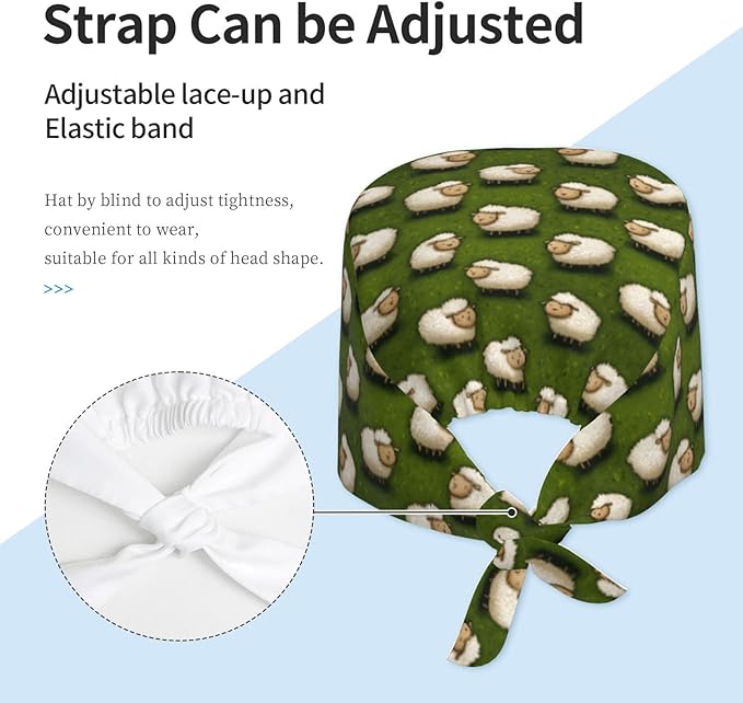 Alligator Ice Cream Working Cap, Scrub Cap with Sweatband, Adjustable Tie Back Hat Breathable Headgear for Women/Men
