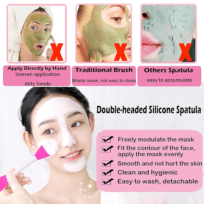 RamPula Mask Applicator Silicone Face Brush Face Mud Cream,Clay Mask,DIY,Modeling Mask Brushes DIY Mud Mixing Spatula Double-end Handheld Scoop Skin Care Make up Foundation Gel Cosmetic Tool