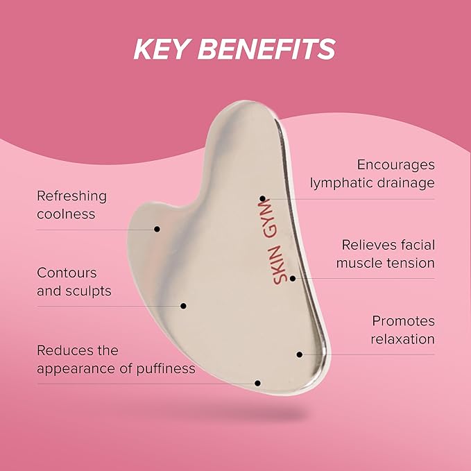 SKIN GYM Cryo Stainless Steel Sculpty Heart Gua Sha, Cooling Facial Massage Tool for Sculpting and Relaxation