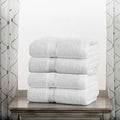 Superior Egyptian Cotton Pile Bath Towel Set of 4, Ultra Soft Luxury Towels, Thick Plush Essentials, Absorbent Heavyweight, Guest Bath, Hotel, Spa, Home Bathroom, Shower Basics, White