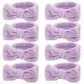 Ondder Spa Headband for Washing Face 8 Pack Purple Skincare Headbands for Women Girls Terry Cloth Cute Bow Head Bands