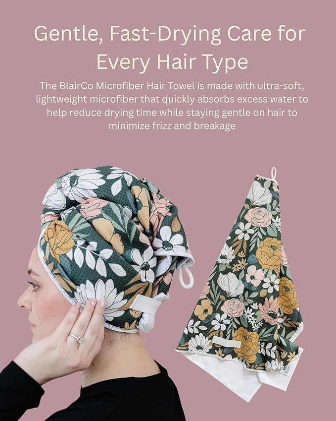 Microfiber Hair Towel Wrap for Women - Anti-Frizz Quick Dry Hair Wrap for Long Hair - Hair Towels for Women, Hair Drying Towel Wrap-Teal Butterfly Floral