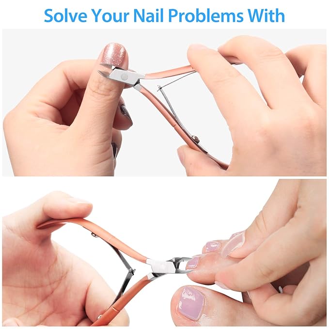 Mudder 3 Pack Rose Gold Cuticle Trimmer Nippers Cutter Tool Stainless Steel Nail Cuticle Scissors Remover with Pointed Blade Scissors Pedicure Manicure Tool for Fingernails and Toenails Nails Care
