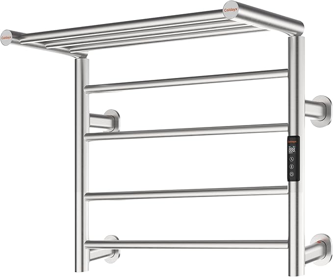 Foldable Heated Towel Rack, Smart Dual-Zone App & Voice Control Electric Towel Warmer Rack, GFCI Plug-in/Hardwired, Wall-Mounted, Drill-Free Install, Brushed, CA3-700X550-Pro-S