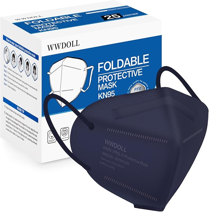 WWDOLL KN95 Face Mask 25 Pack, 5-Layers Breathable Disposable KN95 Masks