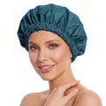 Reusable Shower Cap for Women, Large Waterproof Shower Bonnet with Elastic Band, Washable Bath Hair Cap for Long, Curly Hair, Braids, Daily Shower, Home Spa, Travel(Bamboo Moon Blue)