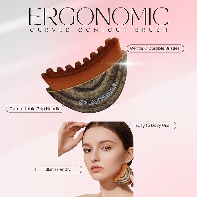 3 in 1 Lymphatic Contour Face Brush – Face Brush for Lymphatic Drainage with Soft Bristles & Plastic Handle, 2 Gua Sha Tools for Facial Sculpting, Jawline, Double Chin & Depuffing