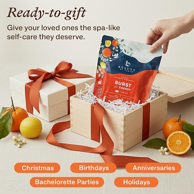 Shower Steamers Aromatherapy - USA Made with Natural Ingredients & Citrus Essential Oil, Mothers Day Gifts for Mom, Long Lasting Shower Bombs for Energy Boost, Spa Gifts for Women & Men