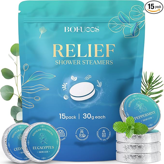 Shower Steamers Aromatherapy, Birthday Gifts for Men Him Dad Boyfriend Teen Boy, Dad Gifts for Fathers Day, Bath Bombs with Natural Essential Oils for Relaxation Self Care SPA -15 Tablets