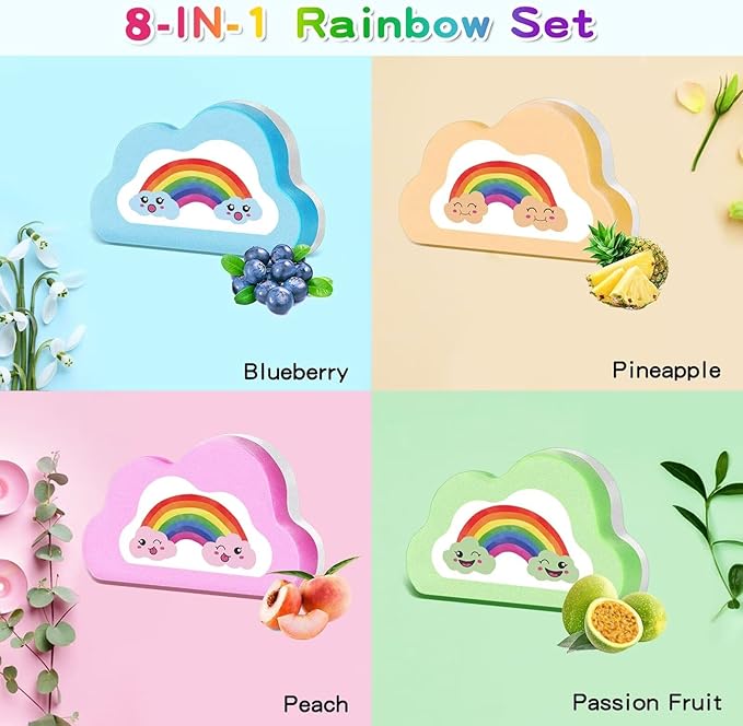 Rainbow Bath Bombs for Kids, Handmade 8 Pcs Kid Bath Bombs Gift Set, Easter Basket Stuffers Easter Gifts for Kids Teens Girls Toddler Rainbow Bubble Fizzy