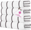 CASA COPENHAGEN Cabana Pool 4Pcs 100% Egyptian Cotton Large Designer Beach Towels Gift Set- White Ash, 500GSM, 55"x27", 4 Beach Bath Towels (Box Pack, Set for Women & Men)
